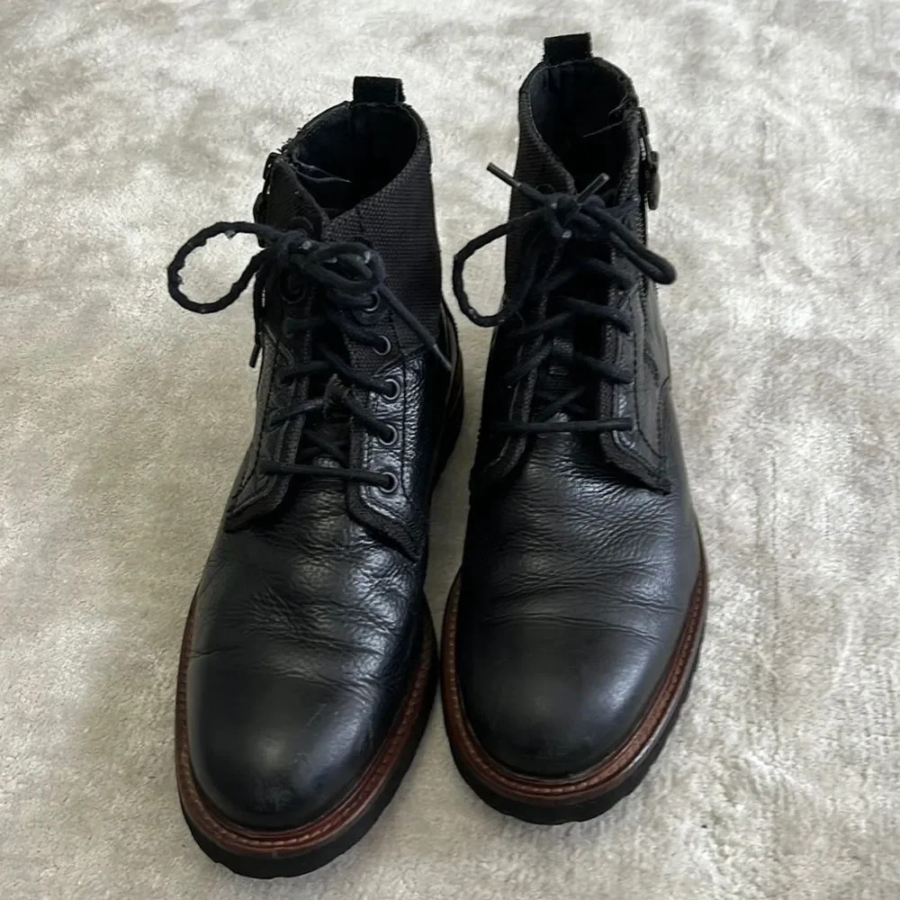 The Rail High Top Lace Up Style Zipper Side Leather Boots Shoes Size Ea 43 Us 10